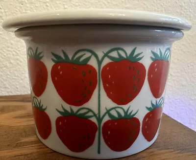 Strawberry Jam Jar Arabia Of Finland Mid Century Vintage Pomona With Lid 11-66 • $40