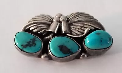 Vintage Navajo Sterling Turquoise Pin Brooch Signed MP • $39.99
