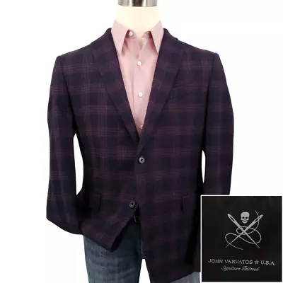 John Varvatos USA Bleecker Jn Mens Blazer Size 44R Sport Coat Jacket Suit Purple • $129.99