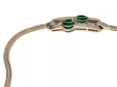 Vintage Green Enameled Sterling Silver Foxtail Chain Bracelet Needs New Clasp • $27.99