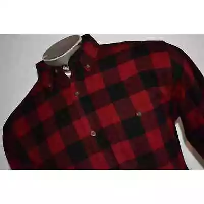 40411 Haggar Dress Shirt Lumberjack Buffalo Red Plaid Flannel Large Mens NEW • $24.99
