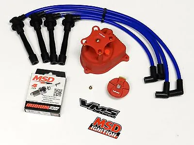 Distributor Cap + Rotor + Wires + Msd Spark Plugs 96-00 Honda Civic D16 Bl • $144.88