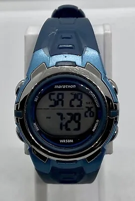 Marathon By Timex Ladies Watch New Battery Indiglo Backlight WR50M Day/Date Blue • $15.90