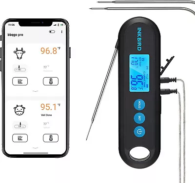 Bluetooth Instant Read Meat Thermometer Cooking Rechargeable External Probes BBQ • $24.02