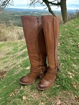 Frye Essa Harness Inner Side Zip Tall Boots 3470855-Tan Women’s Size 7 M • $130.04