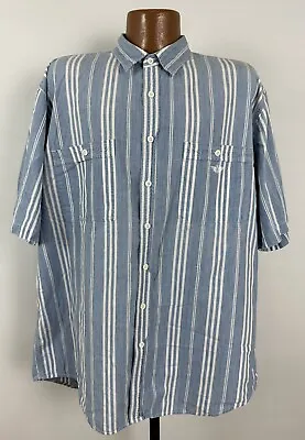 $16.14 • Buy Vintage 90s Dockers Chambray Shirt Mens XLT Tall Striped Blue Hipster Preppy USA