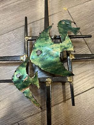 VTG Curtis Jere Style Green Enamel Fish MCM Brutalist Brass Sculpture • $99