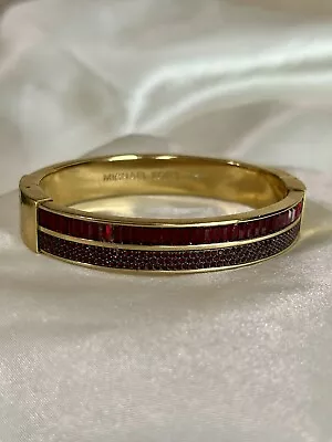 Michael Kors Gold Bangle Bracelet With Red Baguette Crystals • $45