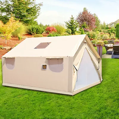 VEVOR Canvas Wall Tent 12'x14' W/Frame Fire Water Repellent For Hunting&Camping • $849.99