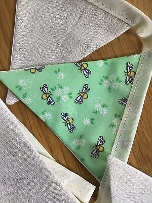 £8.50 • Buy Unique Handmade Bunting Bee Flowers Butterfly Buttons 2.4 Metres 17 FLAG