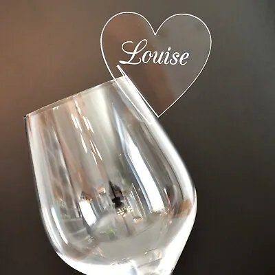 £0.99 • Buy Personalised Wedding Wine Glass Charms - Champagne Wine Heart Table Decorations