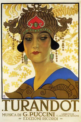 Turandot Theater Show Opera Music By Puccini Italy Italia Vintage Poster Repro • $14.28