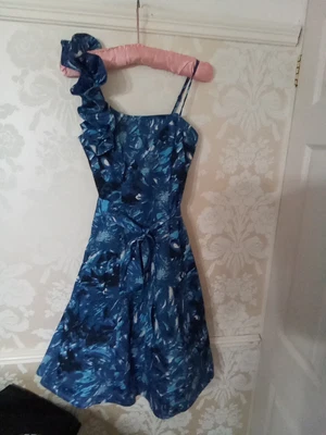 £6.99 • Buy Rocha John Rocha  Blue One Shoulder Occasion Dress 8 Summer Wedding Party Cruise