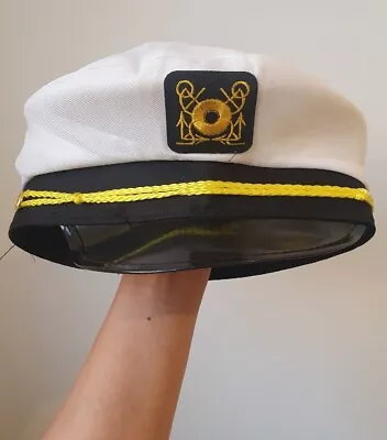 Sailors Fancy Dress Nautical White Black Front Detail Fun Unisex Hat • £3.99