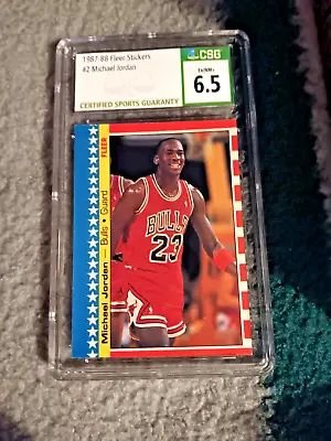  1987-88  Fleer Sticker  #  2 Michael Jordan- CSG 6.5  EX/NM+ • $124.99