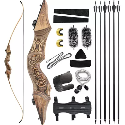 60  Takedown Recurve Bow Set 20-60lbs Bamboo Core Limbs Archery Hunting Target • $104.33