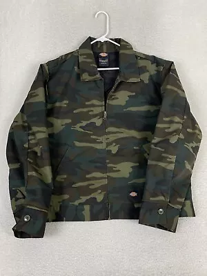 DICKIES Eisenhower Green Camo Mens Full Zip Quilt Lined Jacket Sz XL • $44.88