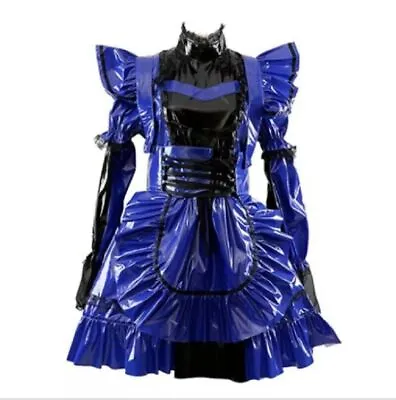 Sissy Maid Girl Lockable Blue PVC Dress Cosplay Costume Tailor-made • $73.50