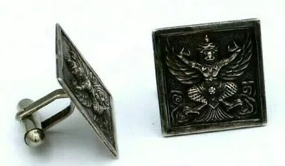 Sterling Silver Embossed 3D Cufflinks SIEM GARUDA GOD Buddhist Mythological  • $108.73