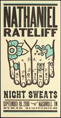 Hatch Show Print 2016 Nathaniel Rateliff And The Night Sweats Ryman Aud. Poster • £237.53