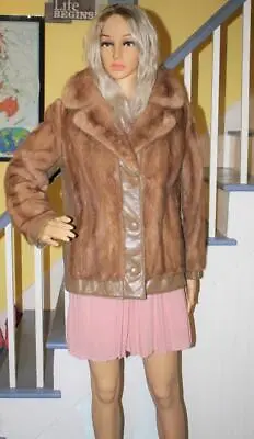 Very Nice Vintage MINK Fur And Leather Jacket Women's Size M • $119