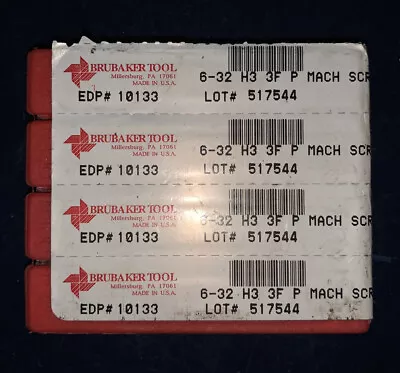 4 X Brubaker  6-32  H3  3F  P Mach SCR Tap   EDP# 10133 (4 Taps) • $25.80