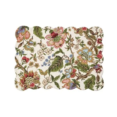 C & F  Amara Floral Rectangle Quilted Reversible Placemats ~~ Set Of 2 • $19.95