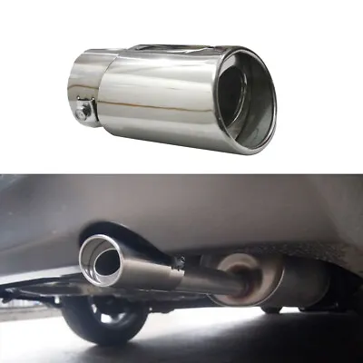 Chrome Metal Car Rear Exhaust Trim Tip Muffler Pipe Tail Throat Pipe Universal • $18.83