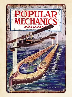 Art Garage Popular Mechanics July 1925 Portable Air Force Base Metal Tin Sign • $18.95