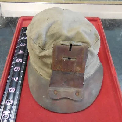 Vintage COAL MINERS CAP Canvas W/ Leather Carbide Lamp Holder DOUBLE SAFETY • $150