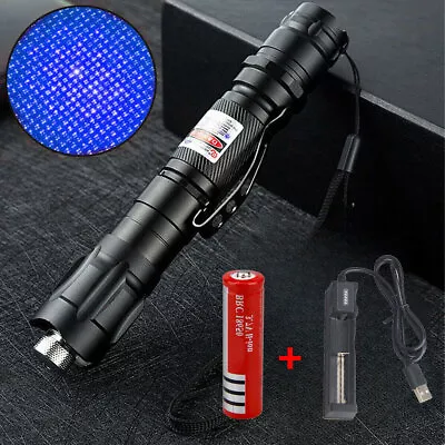 2000Miles Handheld Light Blue Laser Pointer Pen High Power Visible Starry Laser • £11.99