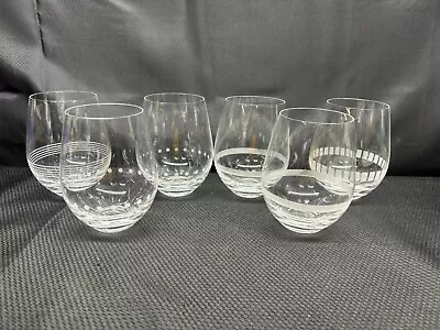 Set Of 6 (4 Designs) Vera Wang Wedgwood  POURING POINT  Stemless Wine Glasses • $95.99