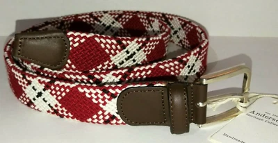 £59.99 • Buy ANDERSONS ITALIAN WOVEN RED WHITE DIAMOND MENS BELT 105cm 40  BNWT