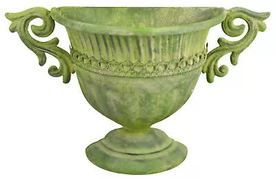 Aged French Vintage Style Metal Wall Urn Garden Planter Flower Pot Vase Green  • £24.99