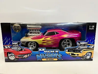 70 Cuda Hot Pink  W/ Flames Muscle Machine  Mib. 1:18 • $39.99