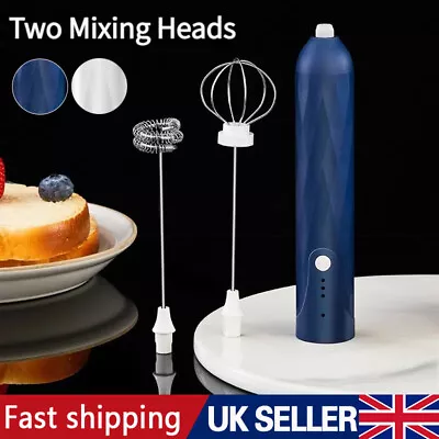 Electric Milk Frother Coffee Whisk Handheld Frappe Chocolate Mixer Rechargeable. • £8.85