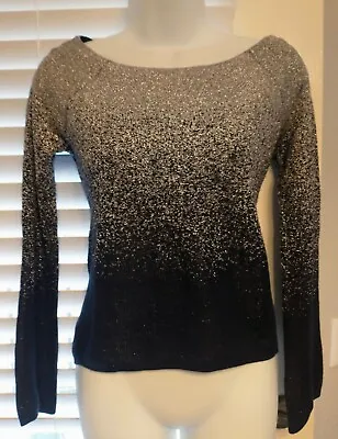 $9.99 • Buy White House Black Market Navy Blue & Silver Sweater Size XS Sparkly Ombre Shiny