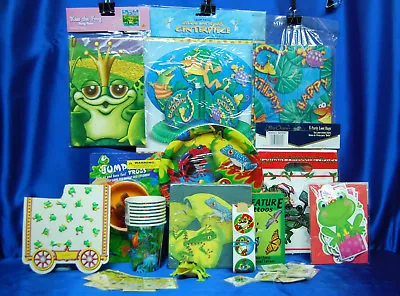 $34.99 • Buy Frog Party Set # 16 Plates Napkins Tablecover Centerpiece Invites Tattoos Game