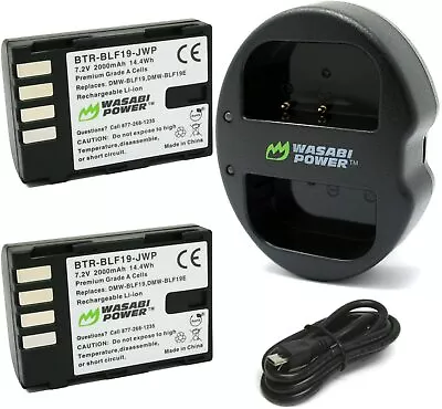 Wasabi Battery X 2 & USB Charger For Panasonic DMW-BLF19 DMC-GH3 DMC-GH4 DC-GH5 • $72.95