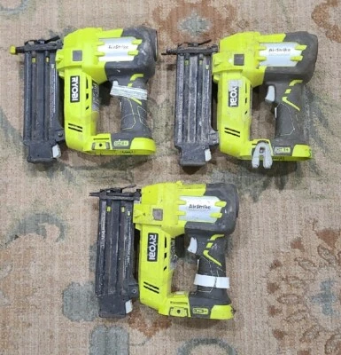 $21.50 • Buy Set Of 3 BROKEN Ryobi P320 18V Cordless Brad Nailer Tool Only For Parts 