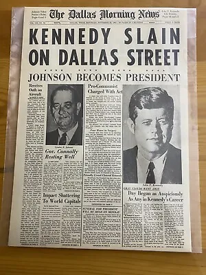 Vintage Newspaper Headline ~president Kennedy Killed Shot Dead Dallas Texas 1963 • $14.49