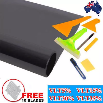 Pro Car Home Window Tint Film Black Roll 5% 15% 30% 35% VLT Tinting Tools Kit • $23.69