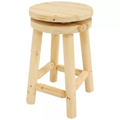 Rustic Unfinished Fir Wood Indoor Swivel Counter-Height Stool By Sunnydaze • $94.95