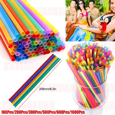 Up To 1000X Straws Neon Milkshakes Smoothies Thick Drinks Stirrers • £6.23