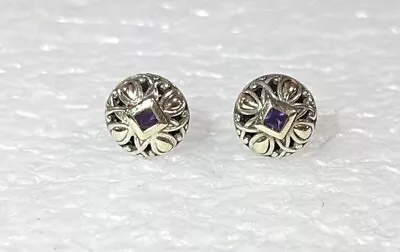 John Hardy 18K Gold Earings With Amethyst Center Stones Marked - Signed • $179