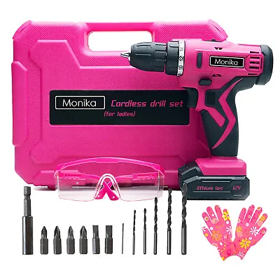 Monika 12V Pink Cordless Drill Driver Screwdriver Bits Kit For Women Lady Tool • $71.99