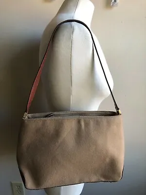 $48 • Buy Kate Spade NY Camel Brown Wool Leather Purse Handbag 12x8