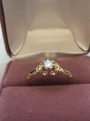 Antique Old Mine Cut Solitaire Diamond Ring 14k Yellow Gold Size 6+3/4. • $500