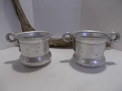 Vintage Set Of 2 Hammered Aluminum Creamer And Sugar Bowl - Great For Camping! • $14.99