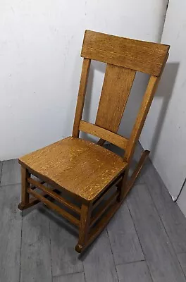 Antique Mission Arts & Crafts Tiger Oak Wood Ladies Sewing Rocking Chair • $175.50